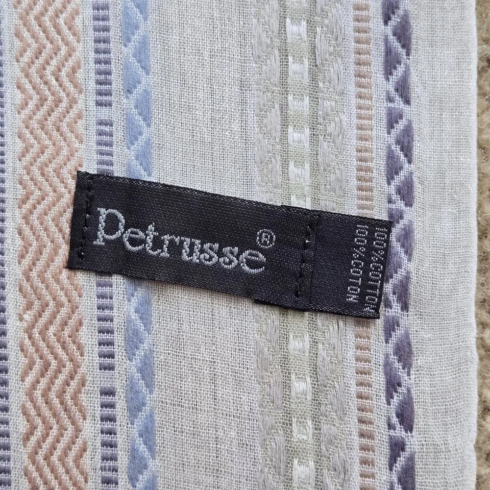 NWOT Petrusse Embroidered Lightweight Summer Scarf Cotton Paris